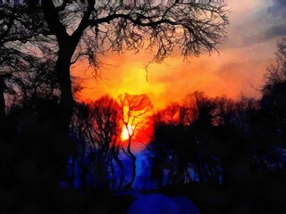 Oil painting. Art print for wall decor. Acrylic artwork. Big size poster. Watercolor drawing. Modern style fine art. Painting for sale. Beautiful nature landscape. Wonderful autumn view. red sunset.