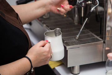 Fototapeta na wymiar Espresso machine, making coffee