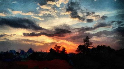 Oil painting. Art print for wall decor. Acrylic artwork. Big size poster. Watercolor drawing. Modern style fine art. Painting for sale. Beautiful nature landscape. Wonderful sky view. Charming sunset