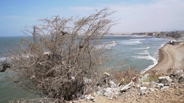 Coastline in Peru with waste