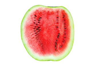 Half a watermelon. White isolate.