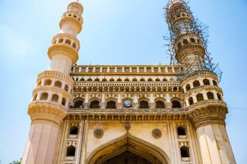 The Charminar, constructed in 1591, is a monument and mosque located in Hyderabad, Telangana, India. The landmark has become a global icon of Hyderabad, listed among the most recognized structures.