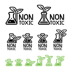 Green care and non-toxic from science technology(icon concept). Environmental chemistry are already certified safety for user product. Eco chemical symbol.
