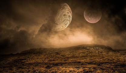 Pluto planet. Mixed media