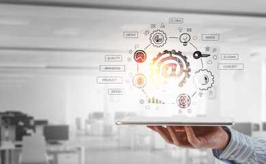 Devices connecting people . Mixed media