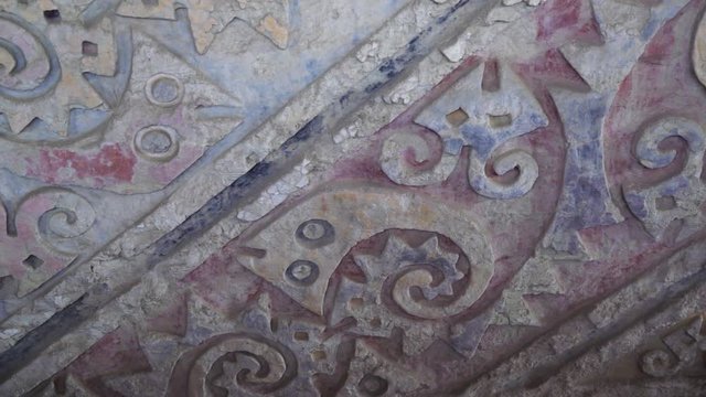 PERU &ndash; Bas-relief pattern. Huaca El Brujo (Moche culture)