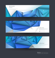 Abstract Molecules banner set with line, geometric, polygon. Vector design network background. Modern science, chemistry technology concept for website, business, web banner, template or brochure