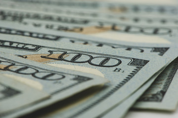 US dollar close up. Macro shot of a 100 dollar.