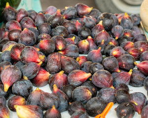 Figs in a farmers market background or texture