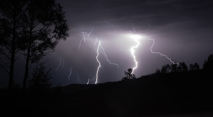 Naklejka na ściany i meble Lightning storm in the Utah mountains 1