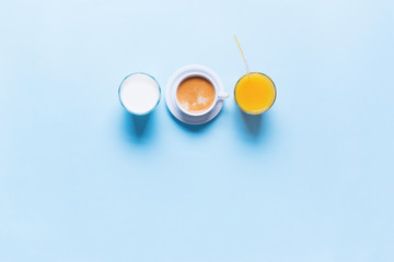 Row Beverages Drink Milk Coffee Orange Juice