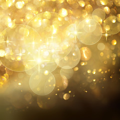 Golden Stars and Lights Background