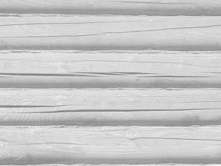 Old cracked weathered white wooden log wall texture background material design.