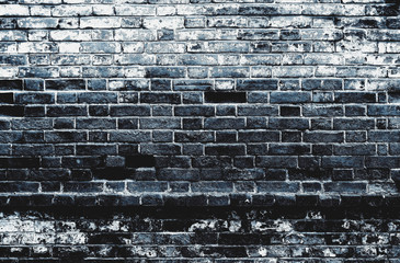 Dark black blue distressed dirty old brick wall grunge texture background