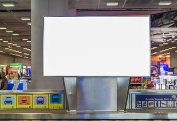 Blank billboard posters in the airport,Empty advertising billboard at aerodrome.