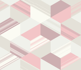 Obraz premium Seamless pattern, soft lines texture in geometry hexagon and triangle shapes, pastel pink and grey tones
