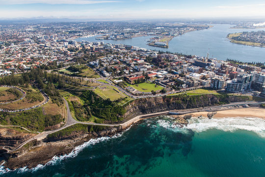 Newcastle Beach and City Aeral View. Newcastle located on the east coast of Australia just north of Sydney has some amazing coastline.