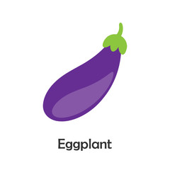 Eggplant in cartoon style, card with vegetable for kid, preschool activity for children, vector illustration