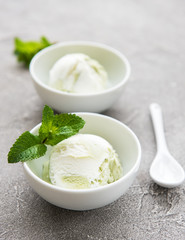 Ice cream with green mint
