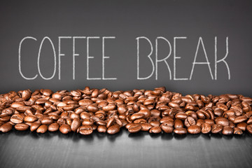 Coffee break text on black blackboard