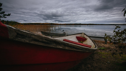a boat by the lake