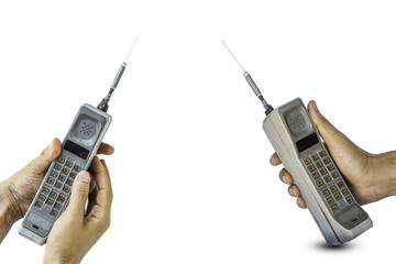 old mobile phone isolated on white