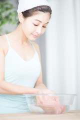 Naklejka premium 洗顔・女性