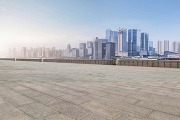 The skyline of Chongqing's urban skyline with an empty square floor.