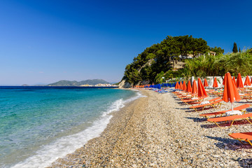 Lemonakia beach beach, a beautiful scenic beach on the North coast of the Greek island of Samos, a popular holiday destination, Samos island, Greece
