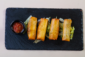 Spring roll with sauce