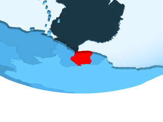 Fototapeta premium Suriname in red on blue map