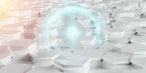 White law icon hexagons background 3D rendering
