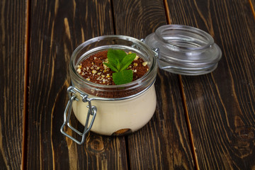 Tiramisu cake with mint