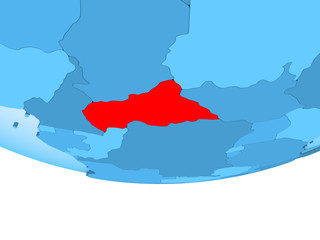 Central Africa in red on blue map