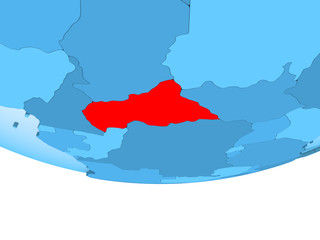 Fototapeta premium Central Africa in red on blue map