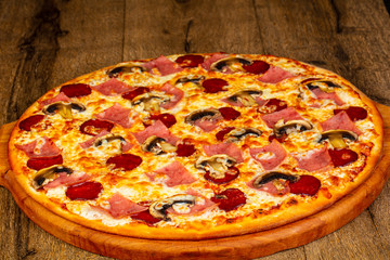 Pizza with sausages