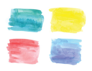 set of watercolor strokes on white background