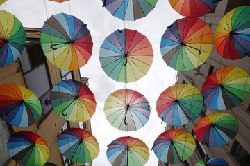 Colorful umbrellas background.