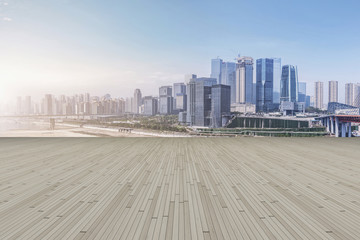 Naklejka premium The skyline of Chongqing's urban skyline with an empty square floor.