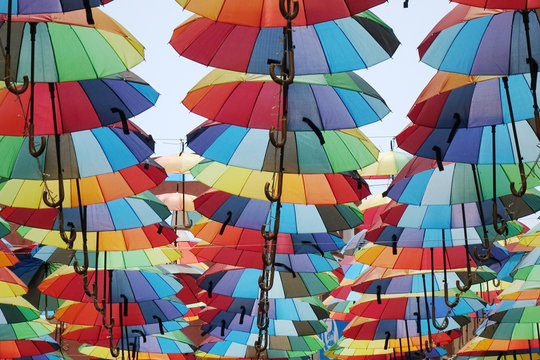 Colorful umbrellas background.