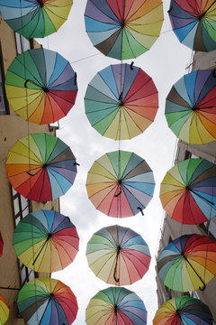 Colorful umbrellas background.