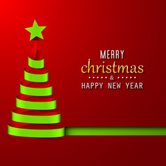 Naklejka premium Merry Christmas with abstract Christmas tree. Christmas and happy new year greeting card vector design.