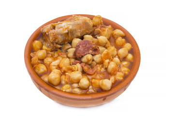 casserole of stewed chickpeas isolated