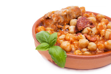 casserole of stewed chickpeas isolated
