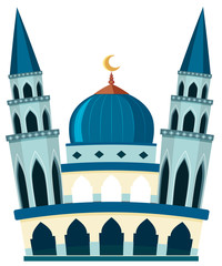 A beautiful mosque on white background