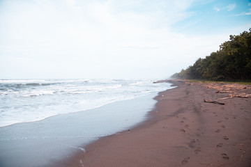 Caribbean sea in Tortuguero beach in Costa Rica
