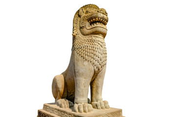 Cambodia style Lion statue on white background