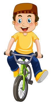 A muslim boy riding bicycle