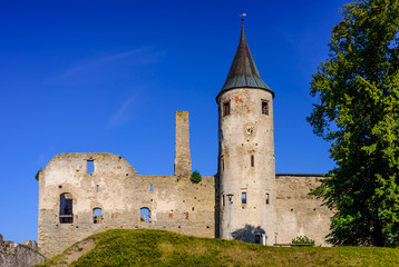 Sightseeing of Estonia. Haapsalu castle - a medieval castle in Estonia, a popular tourist attraction