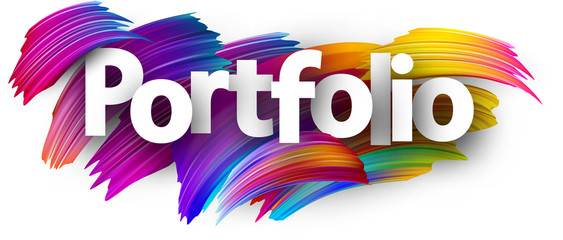 Portfolio paper poster with colorful brush strokes.
